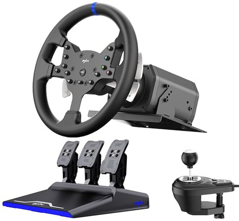 PXN-V99 PC Steering wheel, 3nm force feedback Racing wheel, 270/900° Dismantle, with Hall magnetic induction pedal, 6+1 gear shift rod steering wheel for PS4/PS3/ Xbox One/Series X/S/PC(7/8/10/11）