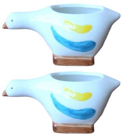Bafnsiji Keramische kleine sukkulente Töpfe, kleine Pflanze Blumentopf mit Abflussloch, Tier Pflanzentopf, Desktop Küken Blumentöpfe, Keramik sukkulente Pflanzer Töpfe, 2PCS