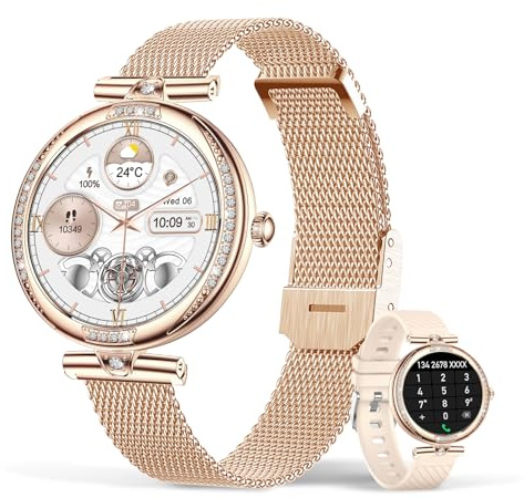 SoPrii Reloj inteligente para mujer con función de teléfono, IP68, resistente al agua, rastreador de fitness, monitor de presión arterial, gestión de ciclos femeninos
