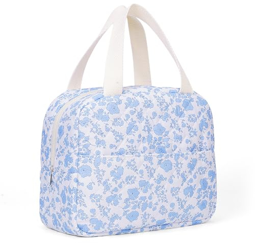 GSenhui Insulated Lunch Bag for Women Quilted Floral Lunch Box Girls Cute Lunch Cooler Bag Preppy Lunch Box Pack Lunch Bag for School Work