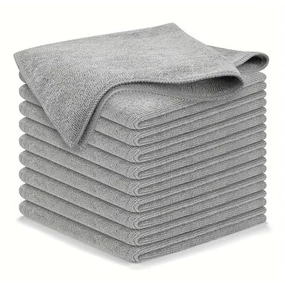 SMTCM 10 Stück Mikrofaser Reinigungstücher Lappen 25 * 25CM Grau Allzwecktücher Weich Putztüch Mikrofasertücher Saugfähige Küche Tücher Geschirrtücher Fusselfrei Waschbare Putzlappen für Haus Auto