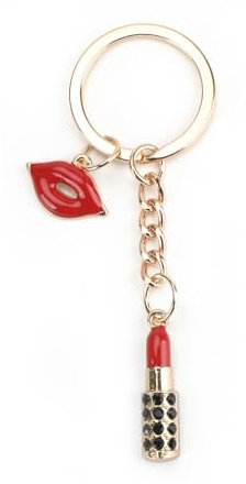 Tranbath Porte-clés avec joli pendentif rouge à lèvres, cadeau créatif pour femme, cadeau personnalisé avec pendentif bouche, anniversaire pour la bonne amie, maman ou collègue de travail, argenté, S