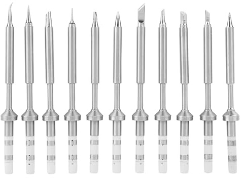 TS100 Soldering Iron Tips, 11Pcs High Performance Replacement Tips for TS100 Soldering Iron, Long-Lasting Stainless Steel Construction for Precision Electronics Repair and DIY