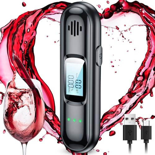 YUFFQOPC Alkoholtester Polizeigenau, Aufladbar Alkoholtester,Hochpräziser Promillemessgerät mit Digitalem Blauer LCD-Anzeige,Professioneller Alkoholmessgerät für den Einsatz zu Hause oder auf Partys