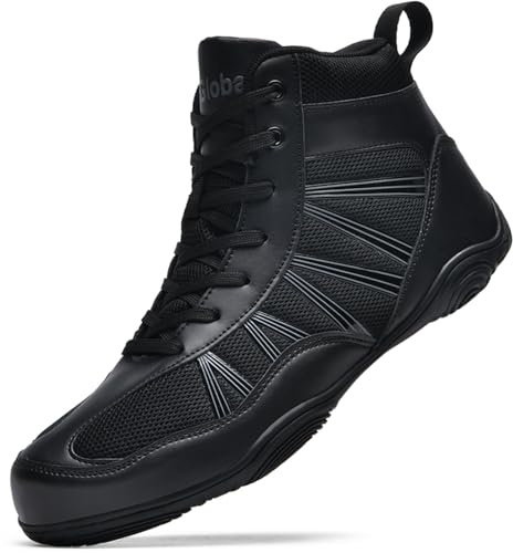 situkeke Zapatos de Boxeo para Hombres Antideslizantes Zapatillas de Lucha Libre Zapatos de Lucha Profesional Deportivos Ligeros Unisex Negro 44 EU
