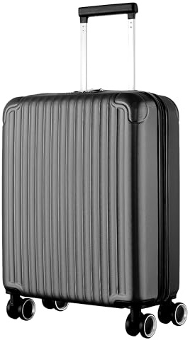 R.Leone Ryanair 55x40x20 cm Valigia Trolley Bagaglio a mano 4 Ruote in ABS Autonomo 999 (Nero, Valigia 55x40x20 cm)