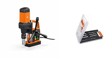 FEIN Eco-Magnet-Kernbohrmaschine KBE 32 QW für Kernbohrer bis Ø32 mm + Zubehörset Best of Kernbohrer 3/4 Weldon - 6 Kernbohrern Ø 12, 14, 16, 18, 20 und 22 mm (Schnitttiefe 50 mm), 2 Zentrierstifte