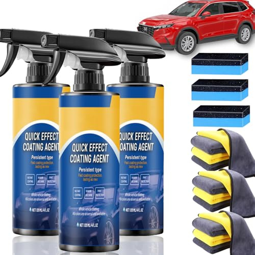 Quick Effect Coating Agent, Auto Nano con rivestimento rapido per auto, lavaggio senza acqua, spray avanzato nano rivestimento, rende la vostra auto come nuova (3 pezzo)