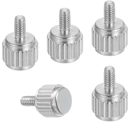 sourcing map 5 Stück M2 x 4 mm Messschieberschrauben, Edelstahl, Flachkopf-Rändelschrauben, metrisch, gerändelt, Rundkopfschrauben, Griffknöpfe, Handfestziehen für Messwerkzeug