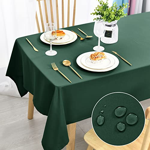 DWCN Grün Tischdecke Outdoor Wetterfest 140x260cm Fleckschutz Abwaschbar | Wasserabweisend Tischwäsche Abwischbare Wasserdicht Tischtuch für Esszimmer, Garten, Party, Hochzeiten, Haushalt Weihnachten
