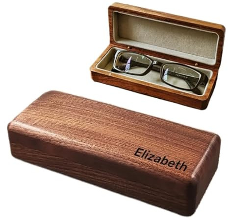TINGFAWU Brillenetui aus Holz, personalisierbar, Walnussholz, Hartholz, Brillenbox, Brillenbox, Retro-Brillenhalter, Brillenetui