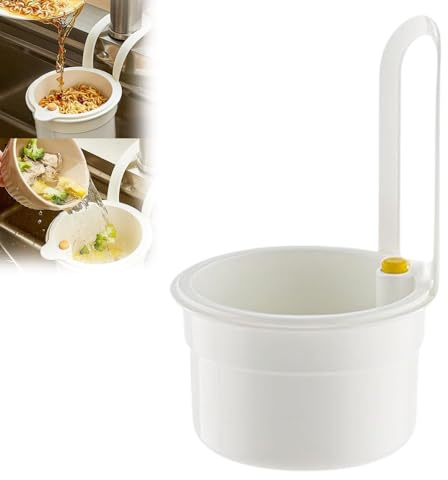 Sieb für Abtropfsieb Spülbecken, Multifunktionales Spülbecken Sieb, Snap-Button Spülbecken Sieb, Abnehmbar Kitchen Drain Basket, Sieb Wasserhahn Hängend für Waschen/Organizer in Küche (Weiß*1)