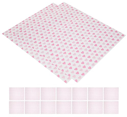 TOGEVAL Papier Sulfurisé Alimentaire Anti-Graisse 50 Feuilles 20 X 20 CM Motif Cœurs pour Emballage Nougat Hamburgers Sandwichs et Bonbons Papier Cuisson Résistant pour Pâtisserie et