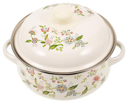 Veemoon Marmite à Ragoût en Émail 18 CM Casserole Multifonction en Émail Épais Compatible Plaques Induction et Gaz Pot à Soupe Maison Cuisson Mijotée et Braisée Ustensile la Cuisine