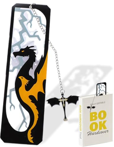Acryl Cool Dragon Bookmark,Drachen Lesezeichen Anime,Schwarz Gold Fourth Wing Lesezeichen, Muster Geeignet als Geschenk für Jungen Mädchen Buchliebhaber Freunde Lesebegeisterte
