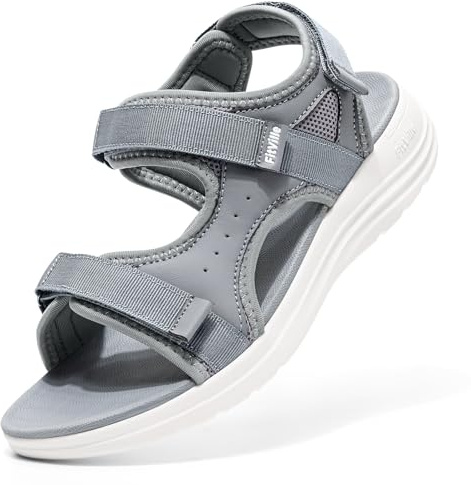 FitVille Women’s Wide Fit Walking Sandals, Adjustable Straps, Arch Support, Cushioned EVA Sole, Lightweight Non-Slip Summer Sandals