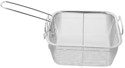 OUNONA Colador de Acero Inoxidable Plegable 20x20 Cm para Freír, Espumadera Resistente al Calor Mango, Skimmer de Cocina Adecuado para Papas Fritas y Pollo, Accesorio para Freidoras