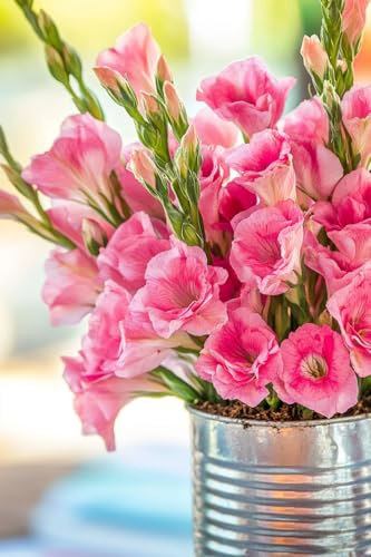 Pink Gladiolus in A Metal Bucket 1000 Pieces Puzzle for Adults, Educational Intellectual Jigsaw Puzzle, Plant Fantasy Puzzles for Adults Fun Game 20 * 28.8 Inch