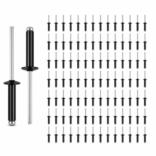 100 Pcs Pop Rivets, 4.8 mm x 20 mm Large Flange Blind Rivets | Aluminum Blind Rivet with Large Flange, Dome Head Black Rivet for Metal, Furniture Wood Plastic Automotive DIY and Marine Use