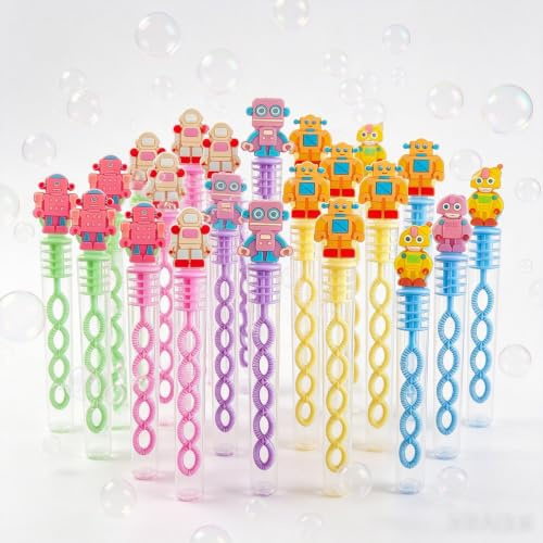 24 st bulk mini bubbelpinnar för födelsedagsfirande, klassrum karnevalspriser, sommarspel bubbelpresenter (robot)