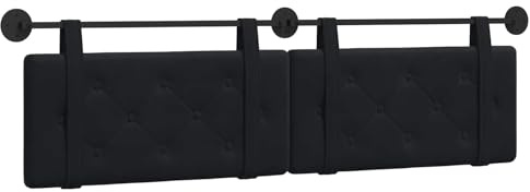 Yisssmeng Hängendes Kopfteil Schwarz Samt - Modernes Wandkissen 190x55cm Gepolstert - Wandmontiertes Betthaupt mit Knopfsteppung für Schlafzimmer Doppelbett Wandpaneel