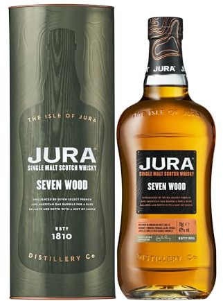 JURA - Seven Wood - Whisky Single Malt - Notes de Café & Pêches Caramélisées - Origine : Écosse/Jura - 42% Alcool - 70 cl