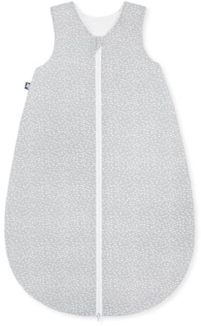 Julius Zöllner Sommerschlafsack Jersey, 0,5 TOG, waschbar bei 60°C, Made in Germany, OEKO TEX Standard 100, Tiny Squares Grey, Gr. 56/62