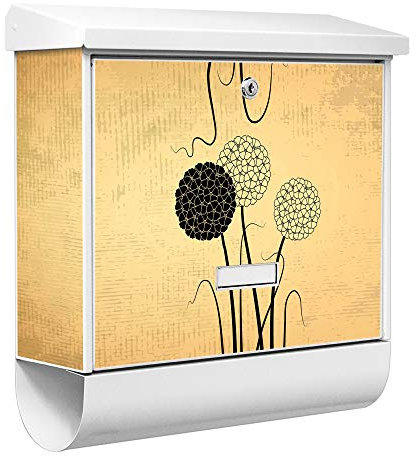 banjado® Burgwächter Briefkasten Weiß 38x39x12cm mit Motiv Zwiebel Vintage/Briefkasten mit Zeitungsfach/Briefkasten mit Zeitungsrolle/Postkasten inkl. Montagematerial & 2 Schlüsseln