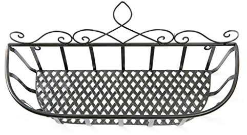Metal Wire Flower Shelf Rack Balcony Plant Hanger Wall-Mounted Iron Art Railing Hanging Indoor Bonsai Stand Scrollwork Design Garden Herb Floating Shelves Decoration