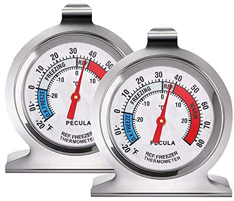 Termómetro para frigorífico de -30 a 30 °C, termómetro clásico para nevera con esfera grande y aguja roja, para congelador, refrigerador o nevera