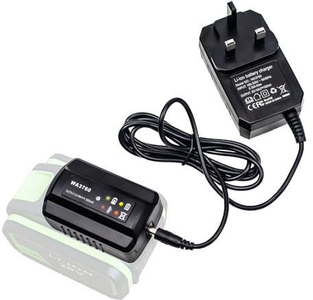 JANRI Replacement charger compatible with Worx 20V WA3551 WA3553 WA3014 WA3641 4PIN Lithium Battery compatible with WA3760 WA3772 WA3880 WA3883 UK plug