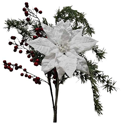 2474U Blumen Bouquet White Christmas naturgetreue Blüten Strauß ca. 65cm hoch