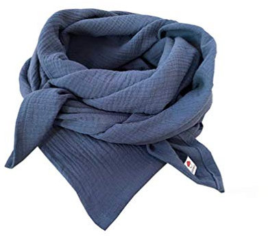 Glückspilz I Musselin Tuch Damen | Musselin Schal Damen | 130 x 130 cm | Schals & Tücher für Damen | Baumwolle | Musselintuch | XXL | Jeans