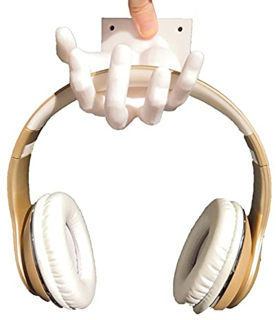 Hand Shaped Headphone Holder - Wall Mounted Headset Stand (White)