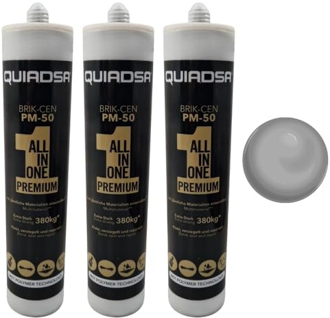 3x Hybrid Montagekleber 290ml grau | MS Polymer Kleber, Klebstoff für Beton, Holz, Metall & Fliesen Metallkleber PVC Kleber wasserfest schnellhärtend