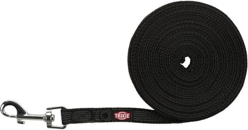 TRIXIE Schleppleine S–M, 5 m 15 mm in schwarz - Lange Hundeleine für Training und Outdoor - für kleine bis mittelgroße Hunde - 19786