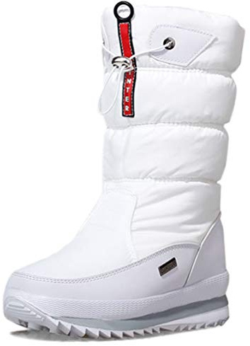 Solshine Women's Mid Calf Fur Lined Outdoor Walking Snow Boots 949 White 5.5UK