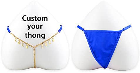 Benutzerdefinierte G-String Tanga Höschen Frauen Kette Tanga mit Buchstaben Name Tanga Personalisierter Bikini Tanga Taille Körperkette Charme Höschen Unterwäsche Körperschmuck, verstellbare Größe