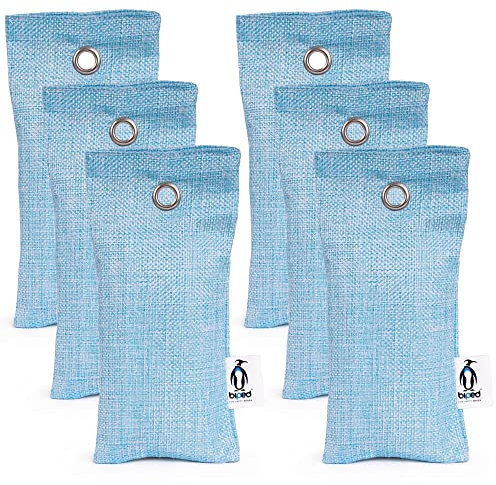 biped FRESH! Plantillas desodorantes de carbón de bambú para zapatos - secador de zapatos natural - eliminador de olores para zapatos malolientes z2811(6 piezas, azul)