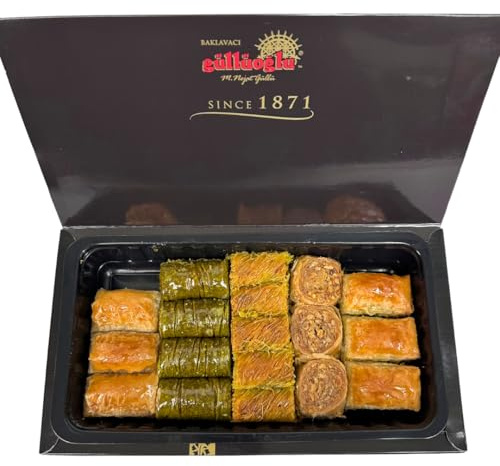 Gulluoglu Baklava turco surtido, 18 unidades (1,32 lb – 600 g), 5 surtidos, envío diario fresco desde Estambul/Turquía