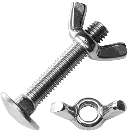 Techtanium® Schlossschrauben M5 x 60/60 mm mit Flügelmuttern M5 aus Edelstahl A2 (20 Stück) | Flachrundkopfschrauben | Edelstahlmuttern | DIN 603 & ähnl. DIN 315