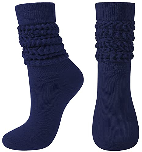 BOOPH Slouch Socks Women Scrunch Sock Knee High Slouchy Socks for Women Size 6-11 Navy