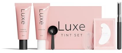 Brown Color Set for Lashes and Brows - Long Lasting Temporary Color -Up to 4 Weeks - Gentle Ingredients - Vegan & Cruelty-Free - for Salon or Home - Luxe Cosmetics