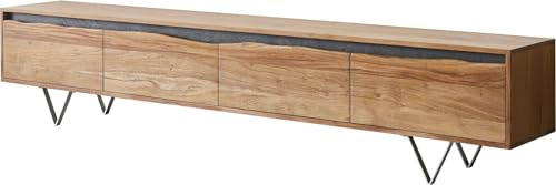 DELIFE TV-Board Stonegrace Natur 220x35x45 cm Akazie 4 Türen Baumkante