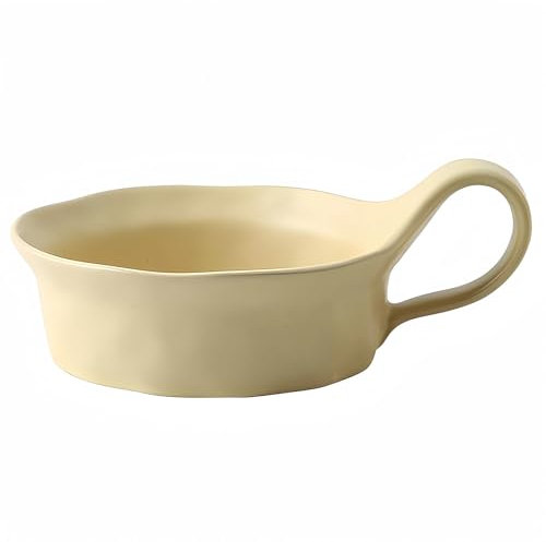 Dowbom Taza de sopa con asa, tazón de sopa para microondas, taza de sopa de cerámica, cuenco de desayuno, taza de caldo (amarillo, 16 onzas), BL-SP-010