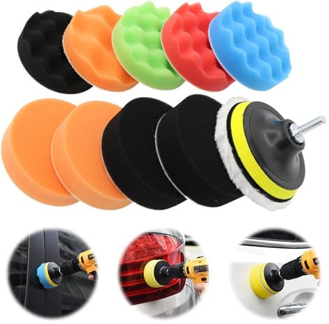 12-Piece Polishing Kit, 6 Inch /150mm Car Polishing Pads for Drill, Wax Buffing Pads, Car Foam Polishing Pads for Drill Buffer Polisher Attachment