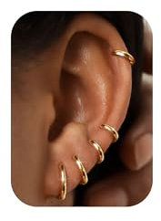 FIOROYAL 5Paar Kleine Gold Silver Creolen für Damen Herren Mädchen Hypoallergen Mini Creolen Ohrringe Set Gold/Silver Helix Piercings Knorpel Ohrringe für Empfindliche Ohren 6/7/8/9/10MM G