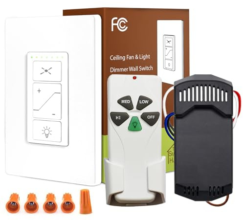 Ceiling Fan Remote Control Kit, Universal Ceiling Fan Remote Control Kit, Fan Remote Control Kit, Ceiling Fan Wall Switch UC9050T UC 9050T, Compatible with Hunter Hampton Bay Harbor Breeze