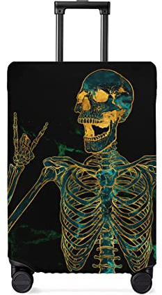 Rock and Roll Housse de bagage de voyage motif crâne squelette Love Music anti-rayures élastique pour protection, housses de bagages lavables 73 à 81,3 cm, Skeletonjim1112, L(25-28in)