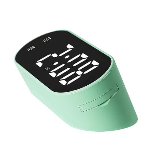 Sveglia analogica Mini sveglia digitale con temperatura, data, snooze, orologio da tavolo, doppio allarme, timer da 99 minuti, conto alla rovescia, 12/24 ore, orologio a LED Sveglie per bambini(Green)